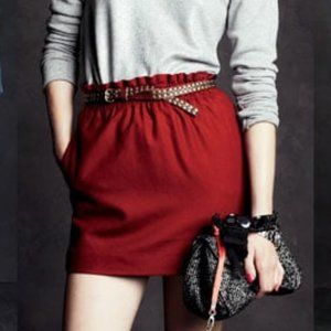 J.CREW Wool Bell Mini Skirt in Red Sz 2